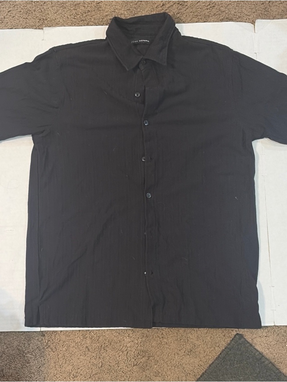 John Henry Men's Black Short-Sleeve Button-Down Shirt